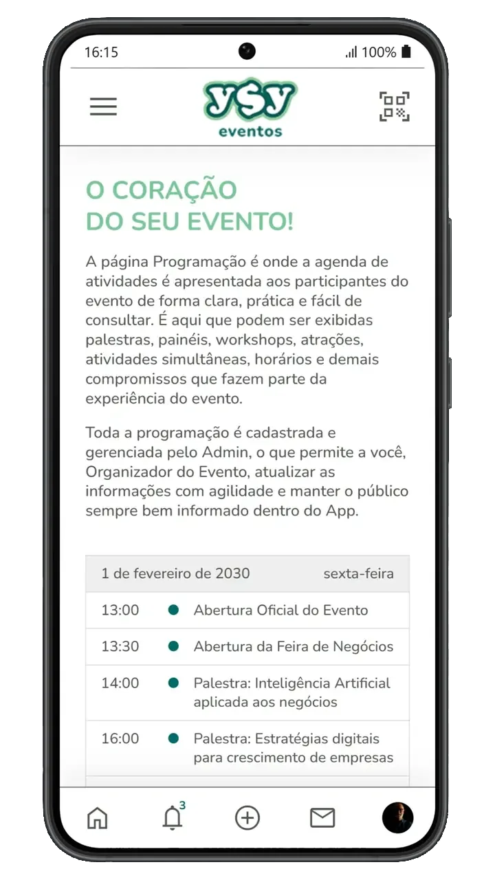 Tela do app YSY Eventos 05